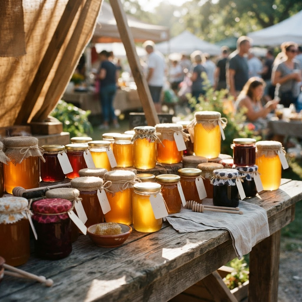 Raw local honey and preserves from Grateful Tastes.