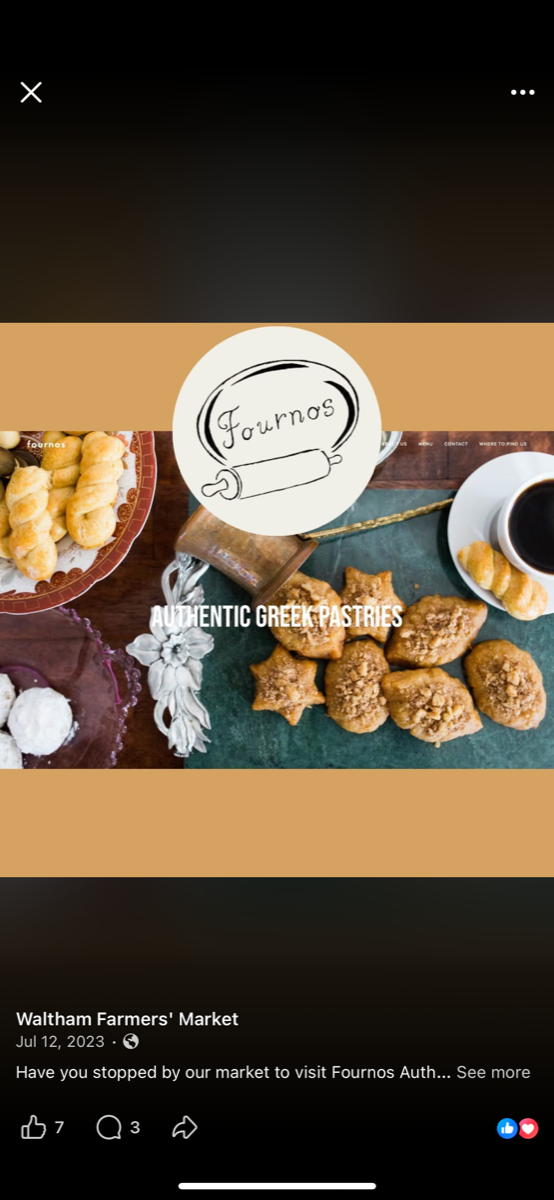 Fournos Authentic Greek pastries at the market
